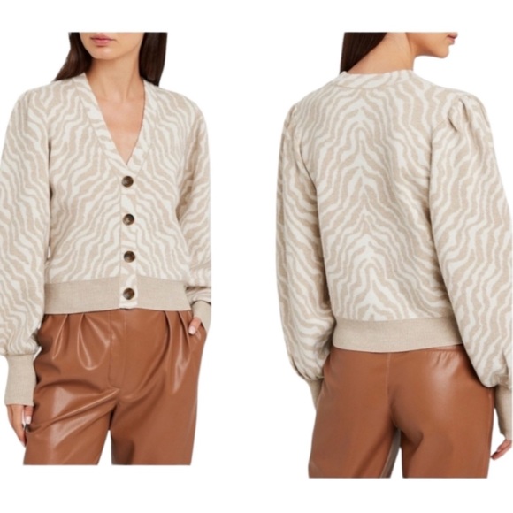 Ulla Johnson | Cici Wool Zebra Balloon Sleeve Cardigan - Picture 15 of 15